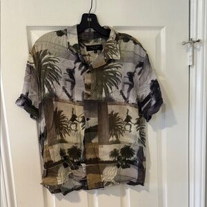 Rag & Bone Cream and Brown Casual Button Down Shirt